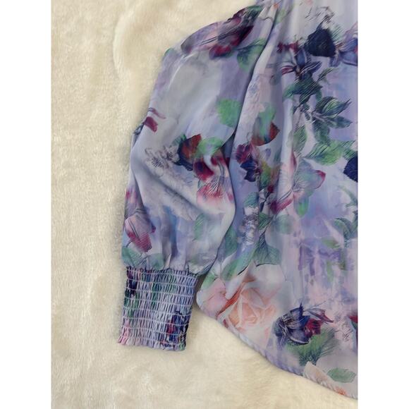 Torrid Georgette Smocked Hem Top 2 2X Purple Fairy Whimsigoth - Picture 3 of 9